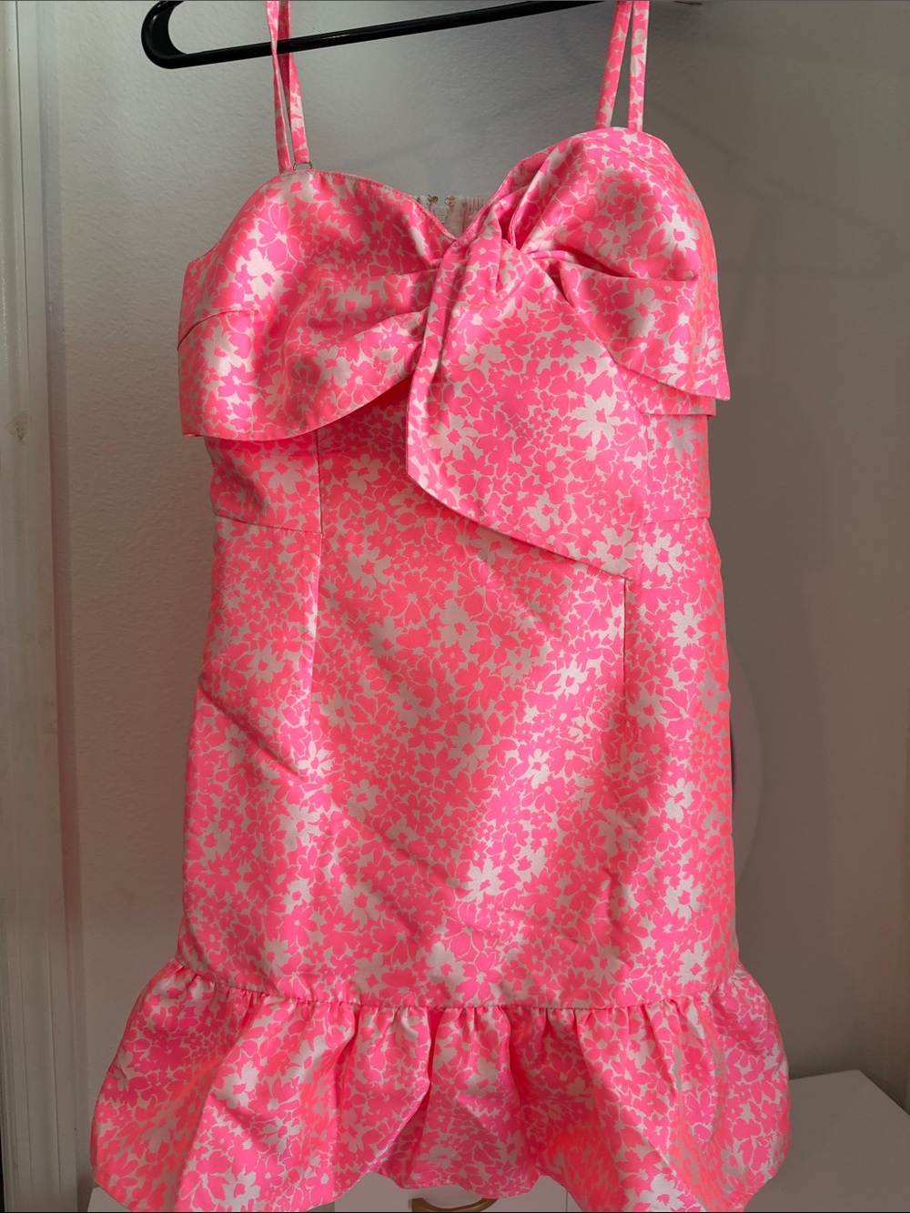 Lilly Pulitzer Pink and White Floral Bow-Front Sundress